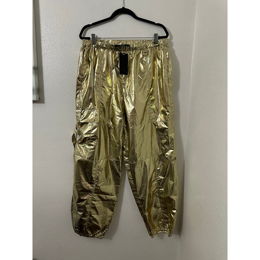 Jolie & Joy Metallic gold joggers 1X